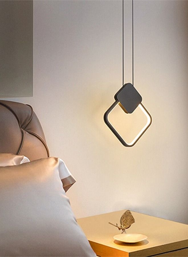 ثريا LED حديثة معلقة على شكل مثلث مع ثلاثة مستويات إضاءة وغطاء سيليكون - أسود - Image 4