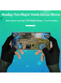 Halamine 2 Pairs E-Sports Gaming Gloves, Gaming Finger Sleeves, Anti-Sweat Breathable, Thumb Sleeves for Highly Sensitive Nano-Silver Fiber Material + Nylon, for PUBG Mobile Phone Games Accessories  - Image 4