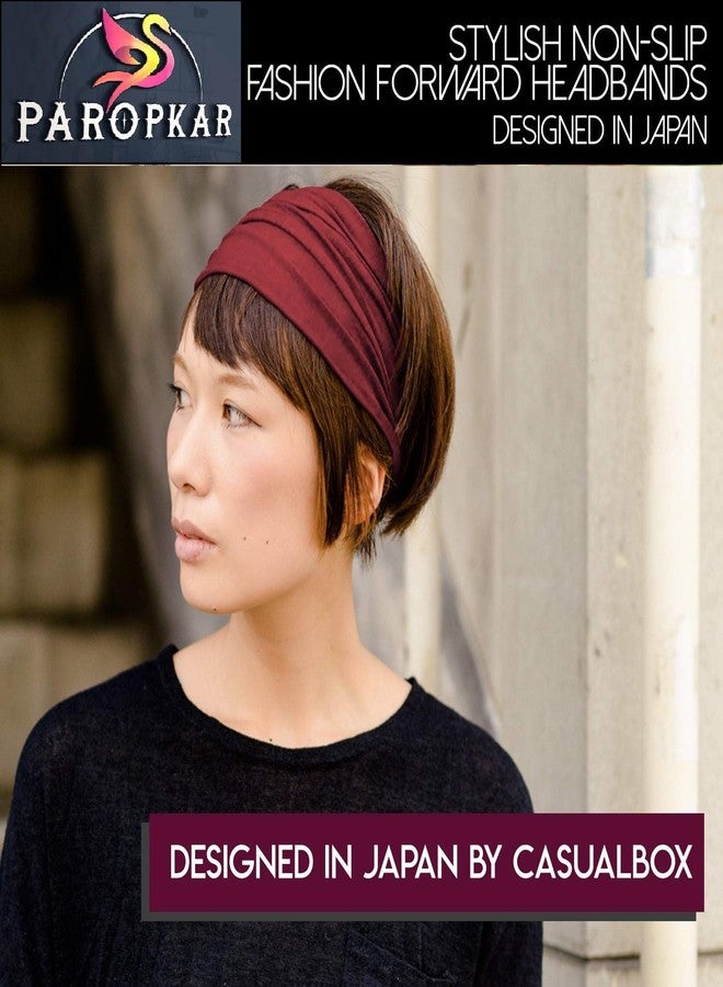 PAROPKAR Multi Sports Japanese Style Bandana - Comfortable Lightweight Head Bands with Elastic Ideal Cricket Football Tennis Running Gym Yoga Workout for Men and Women (Black Maroon) - Image 2