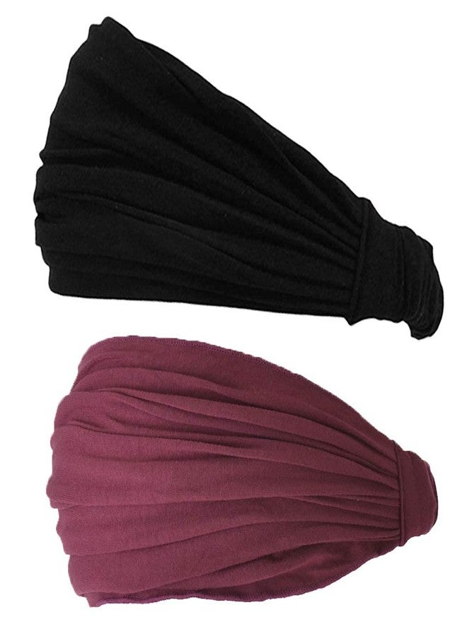 PAROPKAR Multi Sports Japanese Style Bandana - Comfortable Lightweight Head Bands with Elastic Ideal Cricket Football Tennis Running Gym Yoga Workout for Men and Women (Black Maroon) - Image 1