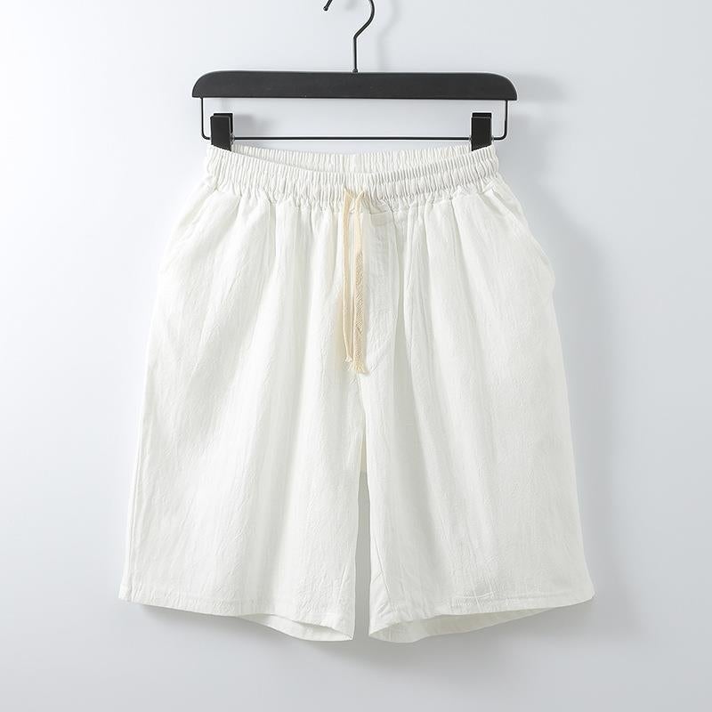 Fat Guy Linen Short Pants Extra Large Size Mens Extra Large Big Belly Fatty Casual Pants Breathable Cotton and Linen Medium Pants White  - Image 1