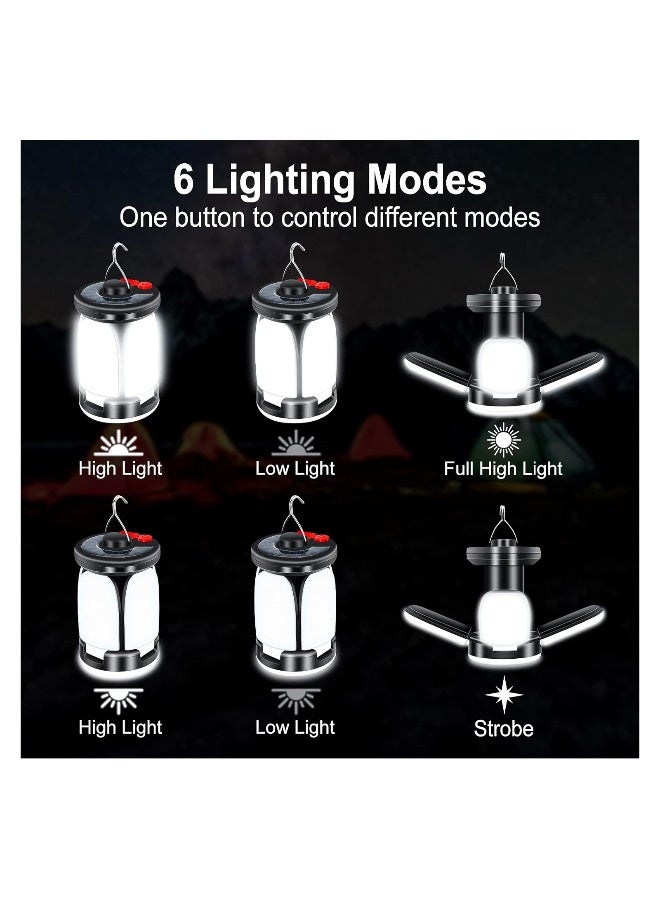 فانوس تخييم LED فائق السطوع مع 60 LED، قابل لإعادة الشحن عبر USB والطاقة الشمسية، 6 أوضاع إضاءة للتخييم، الصيد، المشي، الحفلات الخارجية - يتضمن كابل USB. - Image 4