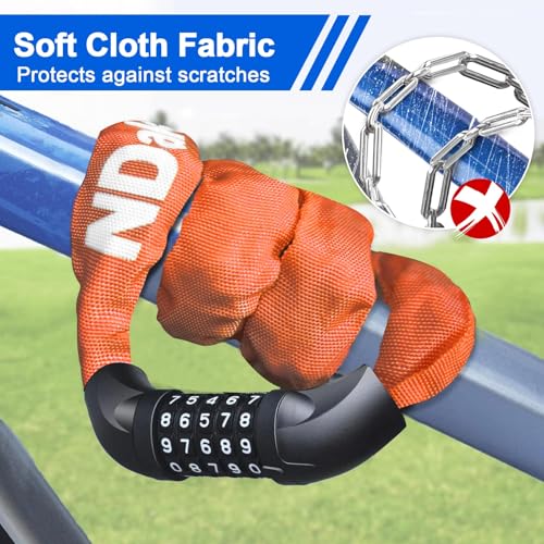 NDakter Bike Lock, 5 Digit Combination Heavy Duty Anti Theft Bicycle Chain Lock, 2.62/3.2/4.27/5/6Ft Long, High Security Resettable, Suitable for Bike, Scooter, Door, Gate, Fence-4/6mm Thick - Image 5