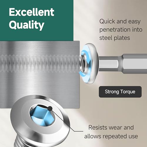 EASTPUK 110Pcs #10 Sheet Metal Screws Assortment Kit, Stainless Steel Flat Head Socket Cap Self Drilling Screw, Allen Socket Drive, Self Tapping Screws with Drill Bit - Image 4