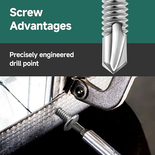EASTPUK 110Pcs #10 Sheet Metal Screws Assortment Kit, Stainless Steel Flat Head Socket Cap Self Drilling Screw, Allen Socket Drive, Self Tapping Screws with Drill Bit - Image 5