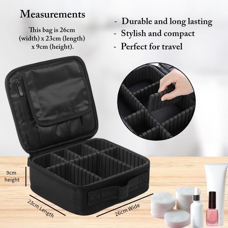 Travel Makeup Bag & Vanity Case for Women | Large Cosmetic Organizer Storage Box with Individual Compartments | Portable Water-Resistant Makeup Train Case for Toiletries & Brushes - Image 4