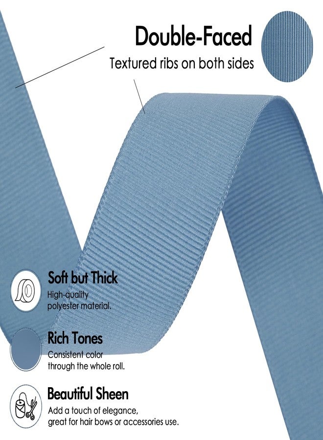 MEEDEE Smoke Blue Grosgrain Ribbon 1 Inch Grosgrain Hair Ribbon 50 Yards Per Roll Blue Wedding Ribbon for Hair Bow Supplies Thin Grosgrain Ribbons for Crafts, Sewing, Scrapbooking - Image 3