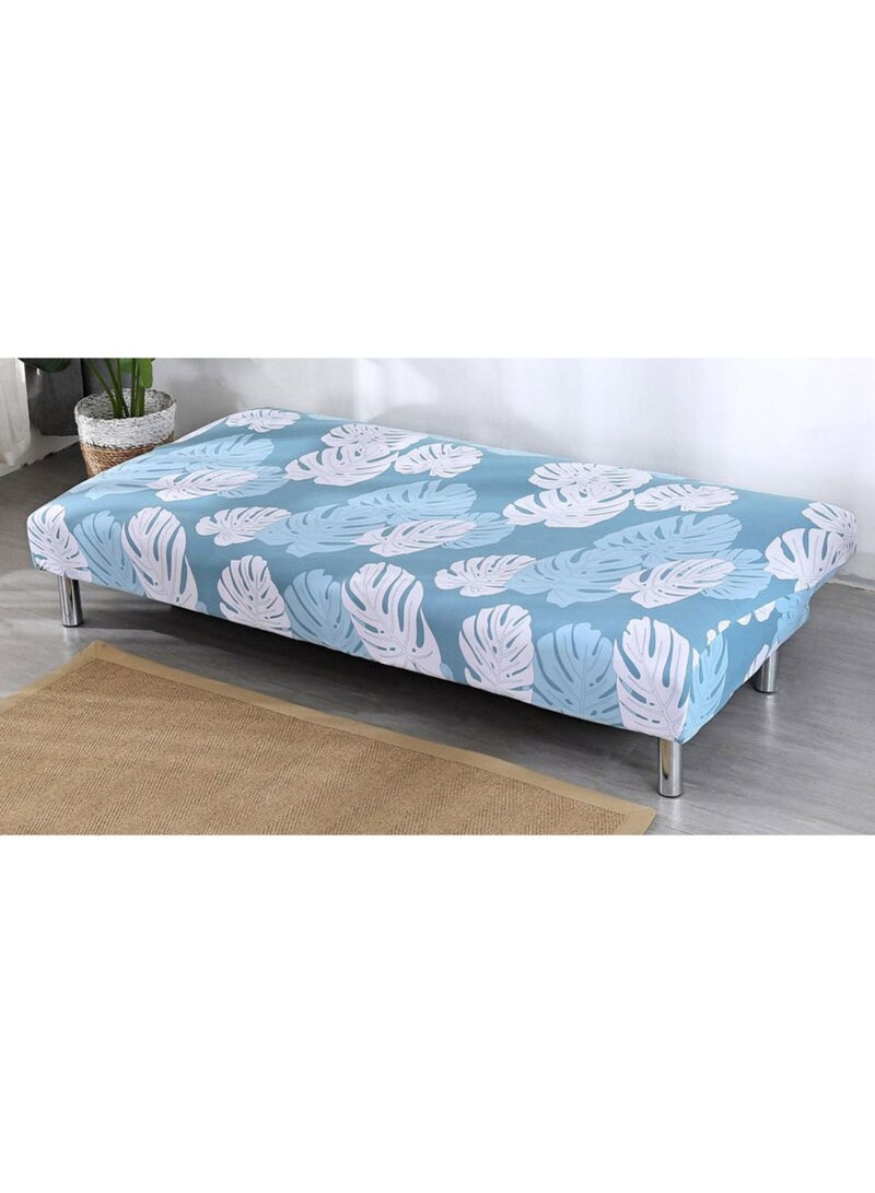 NIBEMINENT Leaf Printed Sofa Slipcover Turquoise/White - Image 1