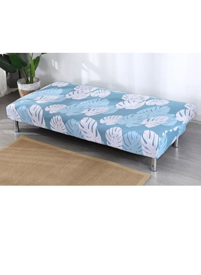 NIBEMINENT Leaf Printed Sofa Slipcover Turquoise/White - Image 2