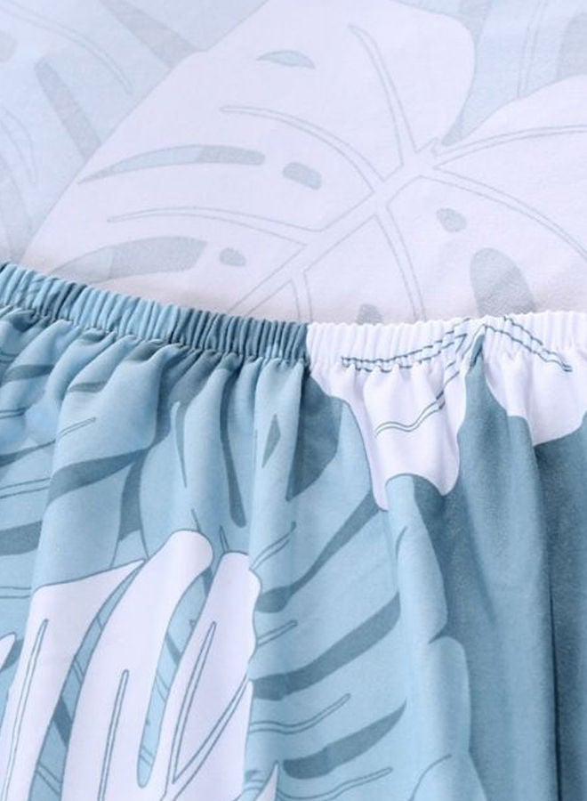 NIBEMINENT Leaf Printed Sofa Slipcover Turquoise/White - Image 4