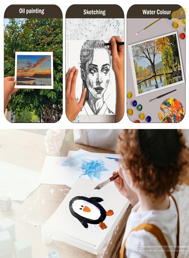 ليكير كراسة رسم ألوان مائية سلكية من لاكر - مقاس A4 | ورق ألوان مائية مضغوط على البارد مع قطن - 25 ورقة (50 صفحة)، 250 جرامًا للمتر المربع | وسائط متعددة، للفنانين - (خالٍ من الأحماض) - Image 5