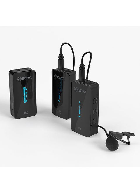 BY-XM6-S2 2.4G Wireless Microphone System(2 Transmitters & 1 Receiver) Dual Channel Lapel Clip-on Microphone 100M Transmission Range