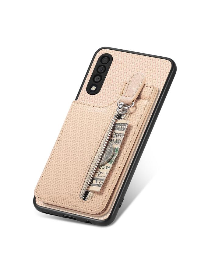 S-TOP Case For Samsung Galaxy A50 Carbon Fiber Vertical Flip Zipper Wallet Phone Case - Image 4