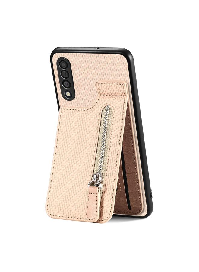 S-TOP Case For Samsung Galaxy A50 Carbon Fiber Vertical Flip Zipper Wallet Phone Case - Image 1