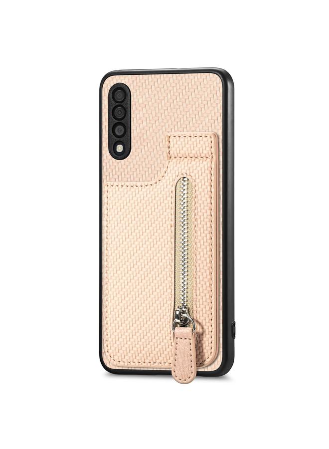 S-TOP Case For Samsung Galaxy A50 Carbon Fiber Vertical Flip Zipper Wallet Phone Case - Image 2