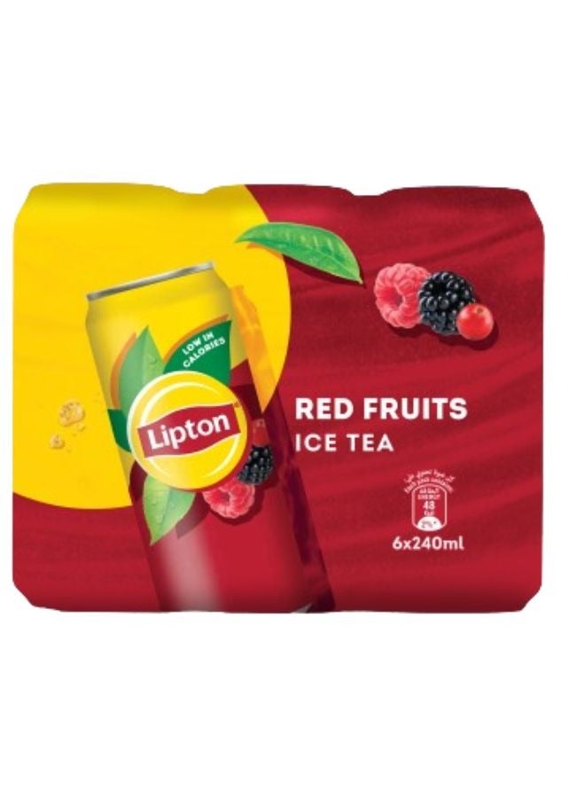 ليبتون علب شاي مثلج بنكهة الفواكه الحمراء 6x240مل - Image 1