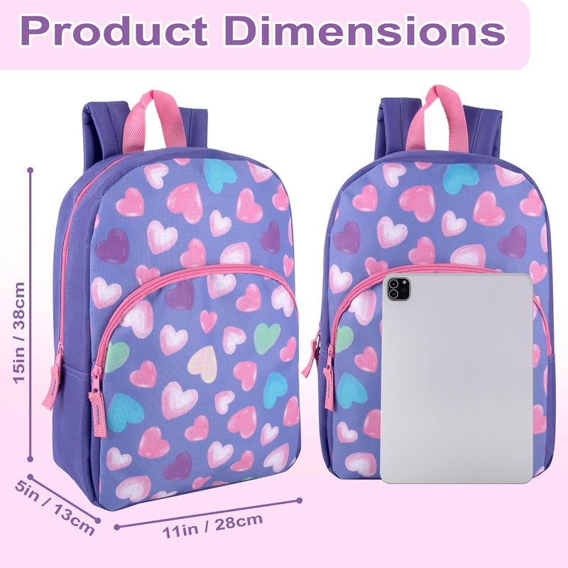 Trailmaker 15 Inch Kids Backpacks for Boys & Girls | Preschool, Kindergarten, Elementary School Backpacks with Adjustable, Padded Straps (Happy Hearts) - Image 5