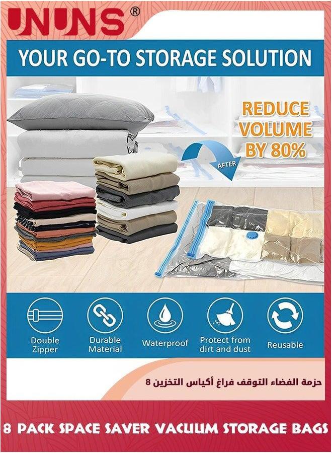 UNUNS Vacuum Storage Bags 8 Jumbo Pack,4 Different Sizes Seal Bag With Free Hand Pump,Large Space Saver Compression Bag,Vacuum For Clothes Comforters Blanket Pillows Bedding  - Image 5