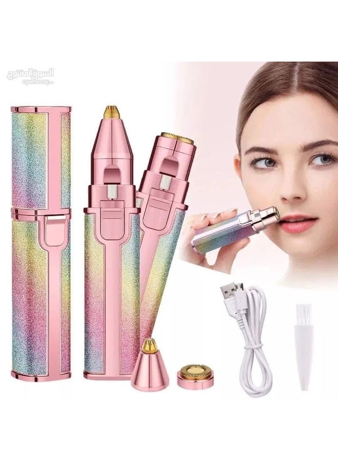 Flawless Facial Hair Remover for Women, 2-in-1 Electric Facial and Eyebrow Trimmer for Women, Painless, USB Rechargeable, Stylish Hair Trimmer with Built-in LED Light for Lips, Chin, and Nose - Image 2