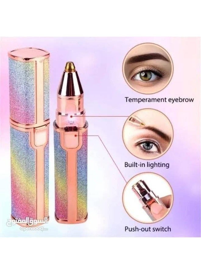 Flawless Facial Hair Remover for Women, 2-in-1 Electric Facial and Eyebrow Trimmer for Women, Painless, USB Rechargeable, Stylish Hair Trimmer with Built-in LED Light for Lips, Chin, and Nose - Image 3