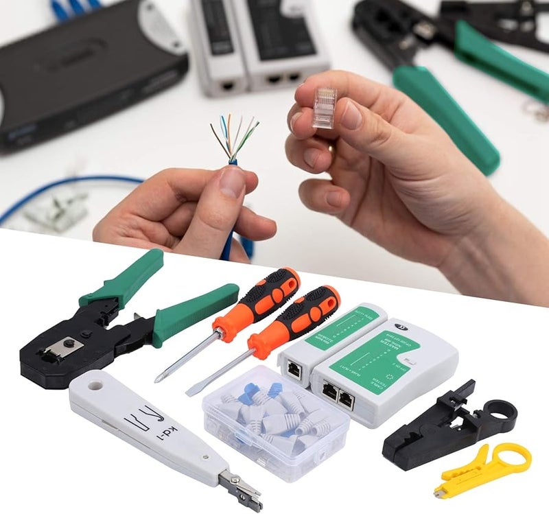 FTVOGUE مجموعة أدوات إصلاح كابل الشبكة مع قشارة 3 في 1 ومنفذ ضغط موصل RJ45 - Image 4