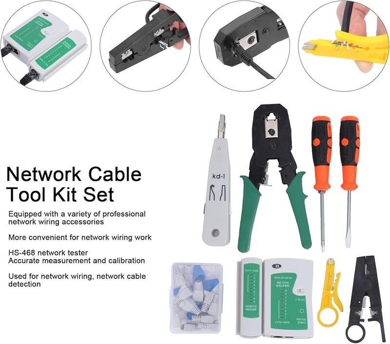 FTVOGUE مجموعة أدوات إصلاح كابل الشبكة مع قشارة 3 في 1 ومنفذ ضغط موصل RJ45 - Image 5