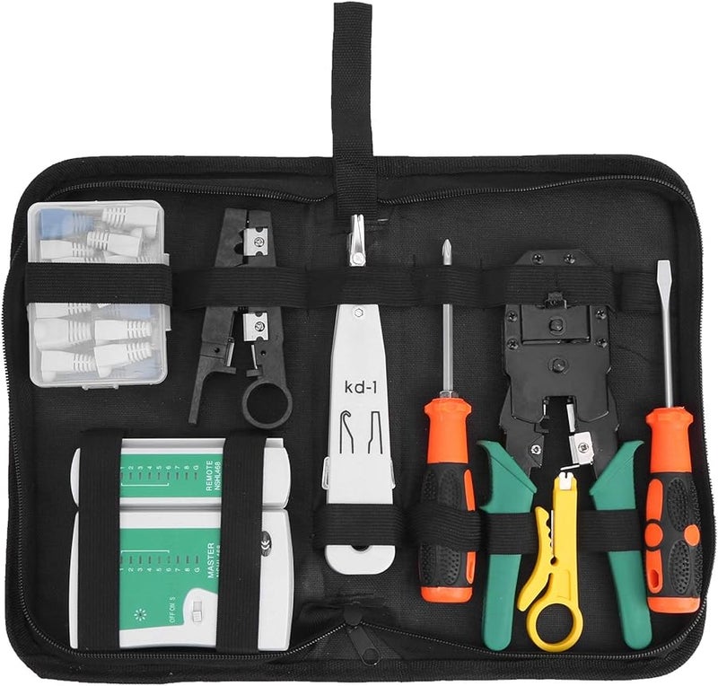 FTVOGUE مجموعة أدوات إصلاح كابل الشبكة مع قشارة 3 في 1 ومنفذ ضغط موصل RJ45 - Image 1