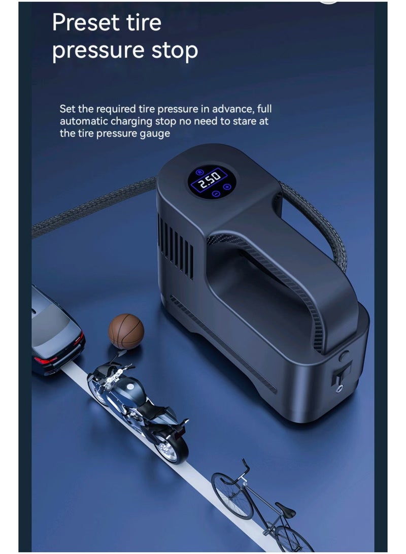 SUITU Tire Inflator Portable Air Compressor - Upgraded 2000 mAh Automotive Air Pump -150 PSI Electric Tire Inflator - Cordless Tire Pump with Pressure Gauge Emergency Light Suitable for Electric Motors, Bicycles, Balls, Black. - Image 2