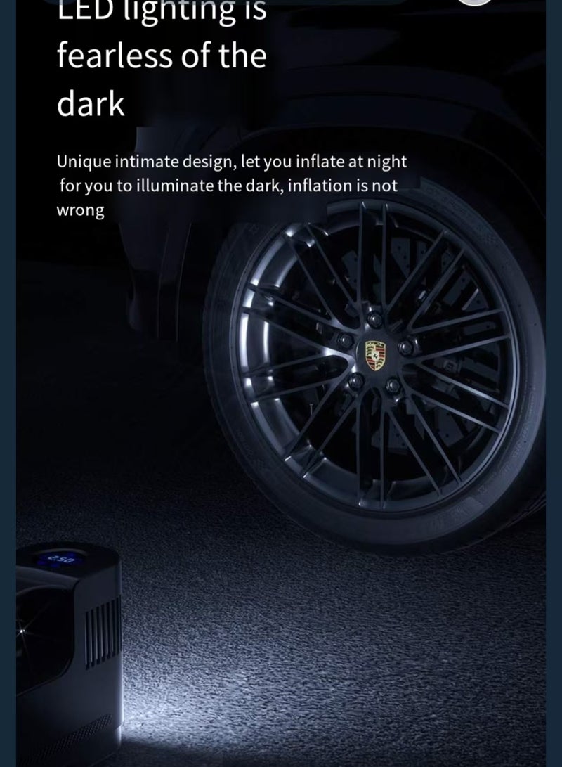 SUITU Tire Inflator Portable Air Compressor - Upgraded 2000 mAh Automotive Air Pump -150 PSI Electric Tire Inflator - Cordless Tire Pump with Pressure Gauge Emergency Light Suitable for Electric Motors, Bicycles, Balls, Black. - Image 3