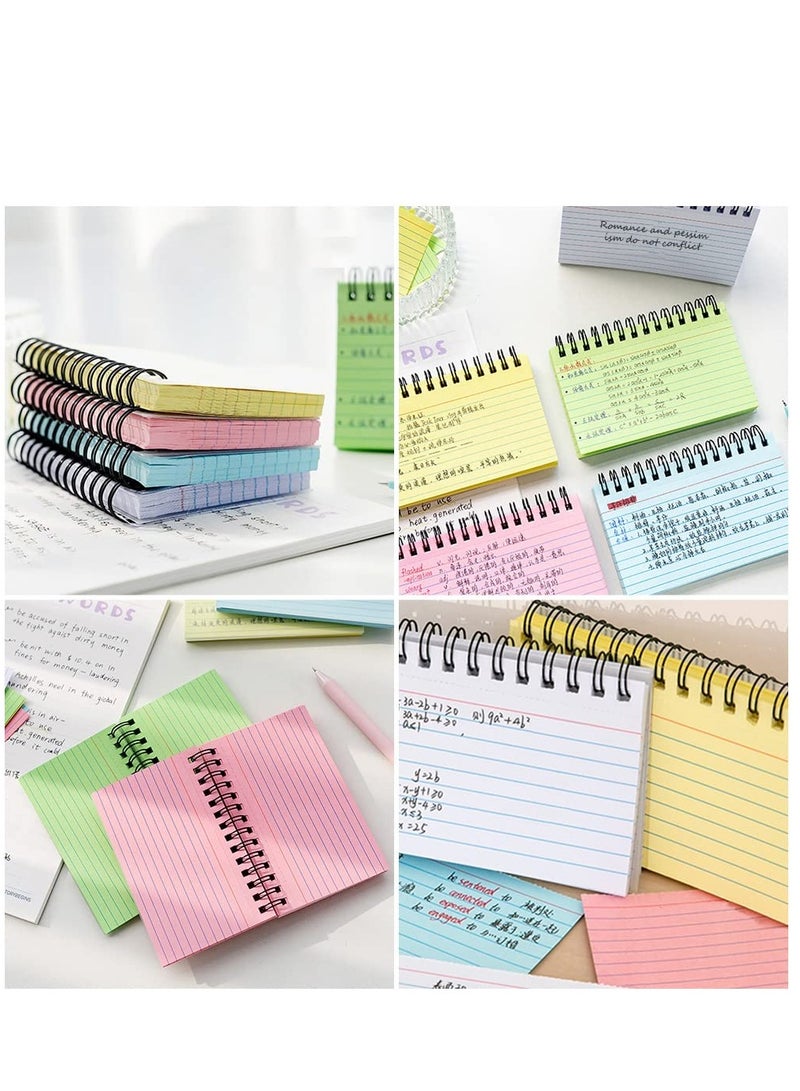 5-Color Spiral Bound Index Cards, 5x3 Inches Ruled Flash Cards for Office Meetings, School Study, Memory Aids, and Note-Taking - Lined Revision Note Paper with Rings. - Image 2