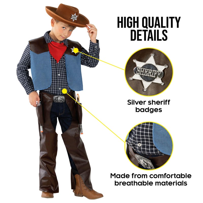 Morph Boys Cowboy Costume, Small - Wild West Outfit with Hat & Vest, Polyester, Ages 3-4, Halloween - Image 3