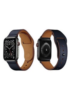 Genuine Leather Replacement Band For Apple Watch Series 6/SE/5/4/3/2/1 Dark Blue