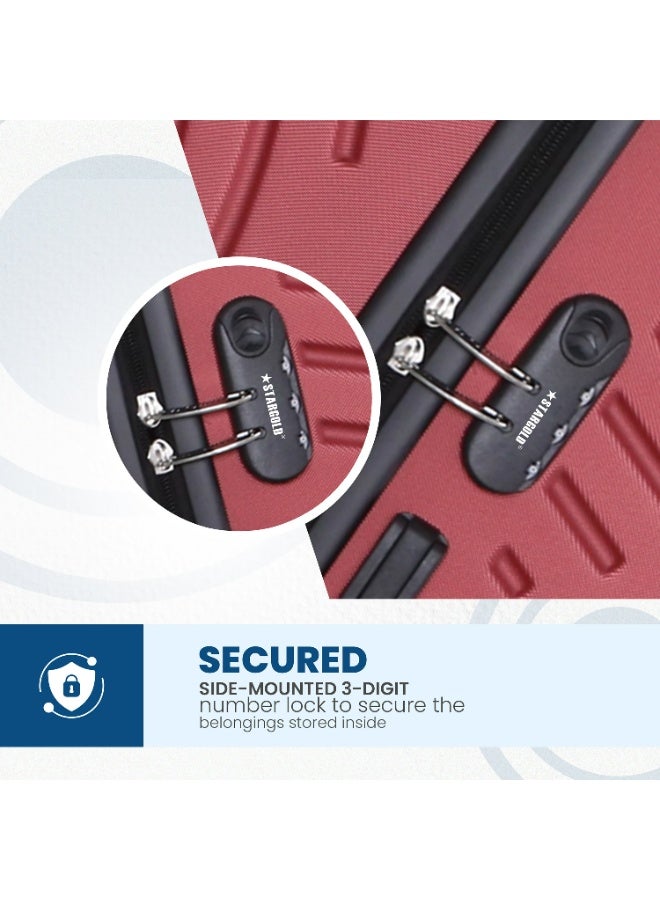 ستارجولد مجموعة أمتعة خفيفة الوزن من 3 قطع مصنوعة من مادة ABS الصلبة مع عجلات دوارة 360 درجة وقفل رقمي ومقبض من سبائك الألومنيوم - Image 5