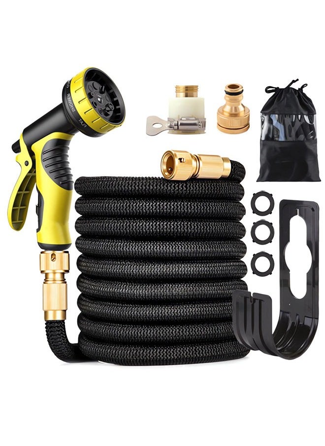 Denzoz Garden Hose 50 FT Expandable Garden Hose with 9 Spray Pattern Nozzle 1/2'' & 3/4'' Solid Brass Connectors Lightweight Durable 3800D Expandable Hose Pipe with 3 Layer Latex Easy Storage  - Image 1