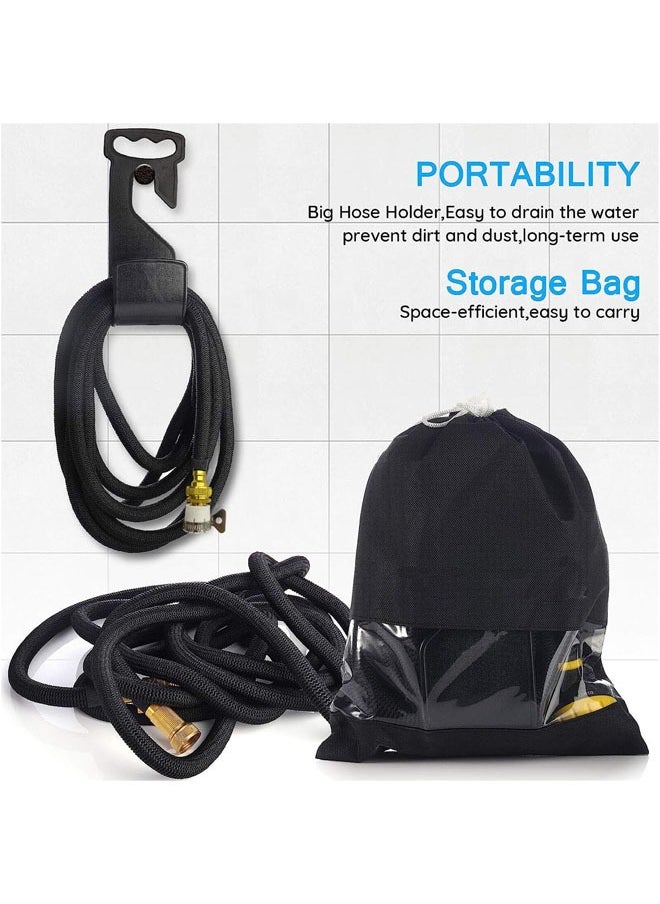 Denzoz Garden Hose 50 FT Expandable Garden Hose with 9 Spray Pattern Nozzle 1/2'' & 3/4'' Solid Brass Connectors Lightweight Durable 3800D Expandable Hose Pipe with 3 Layer Latex Easy Storage  - Image 4