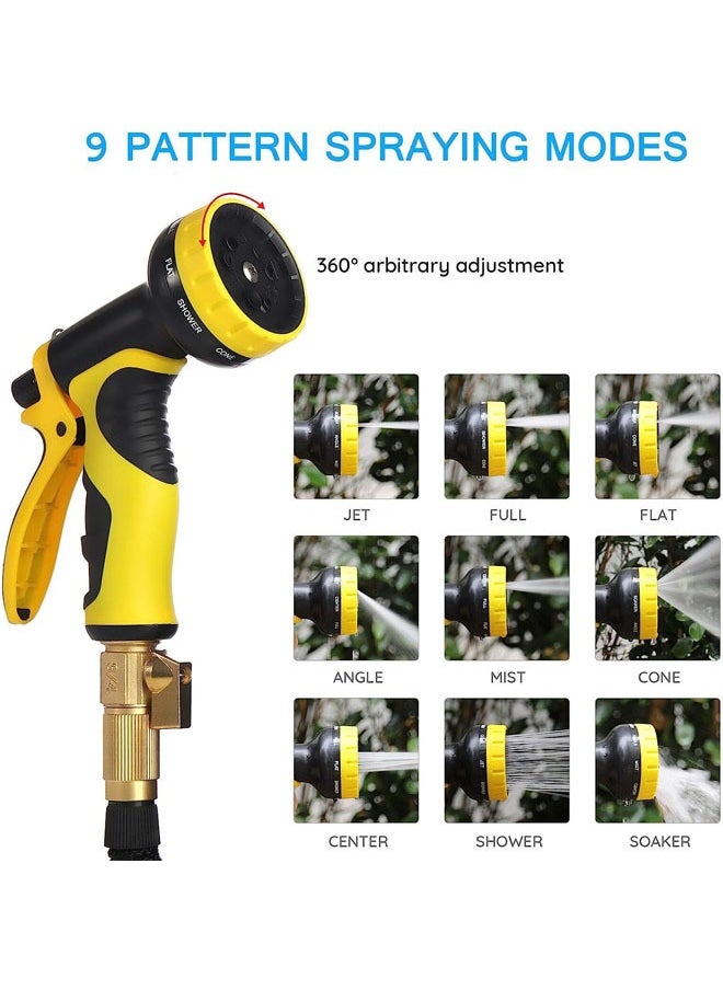 Denzoz Garden Hose 50 FT Expandable Garden Hose with 9 Spray Pattern Nozzle 1/2'' & 3/4'' Solid Brass Connectors Lightweight Durable 3800D Expandable Hose Pipe with 3 Layer Latex Easy Storage  - Image 5