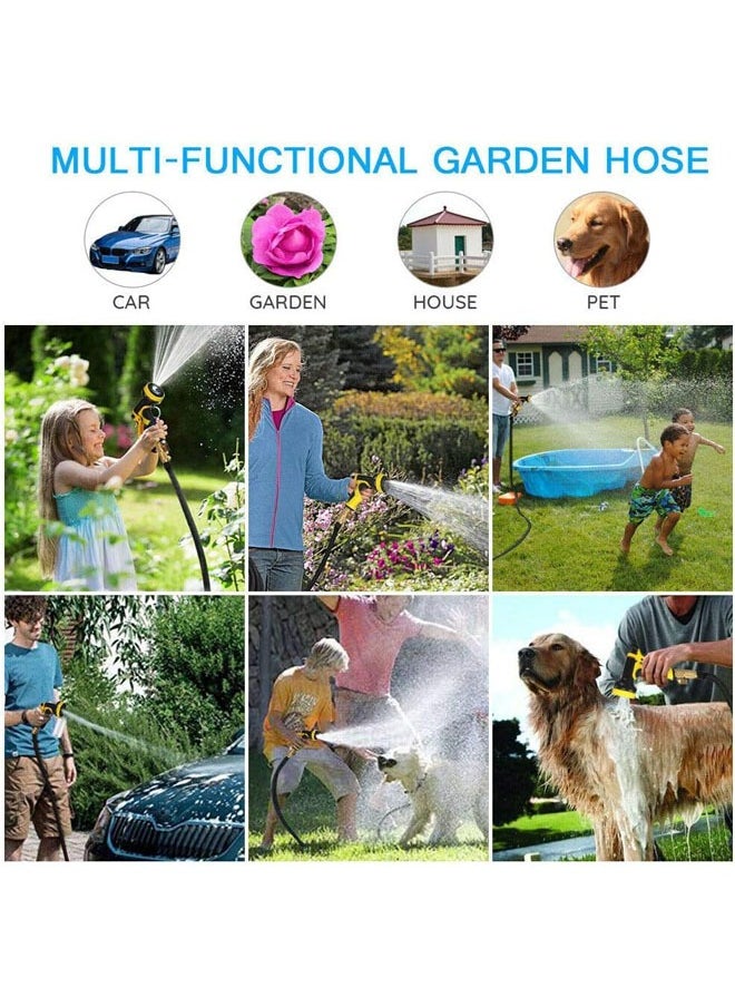 Denzoz - Garden Hose 50 FT Expandable Garden Hose with 9 Spray Pattern Nozzle 1/2'' & 3/4'' Solid Brass Connectors Lightweight Durable 3800D Expandable Hose Pipe with 3 Layer Latex Easy Storage - Image 1