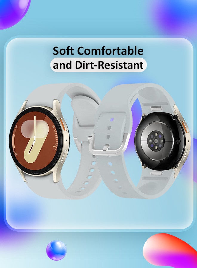 CATANES for Galaxy Watch 7 Strap 40mm 44mm,for Samsung Galaxy Watch FE Band 20mm Soft Silicone Sport Strap Women Men,No Gap Bracelet Wristbands Grey - Image 2