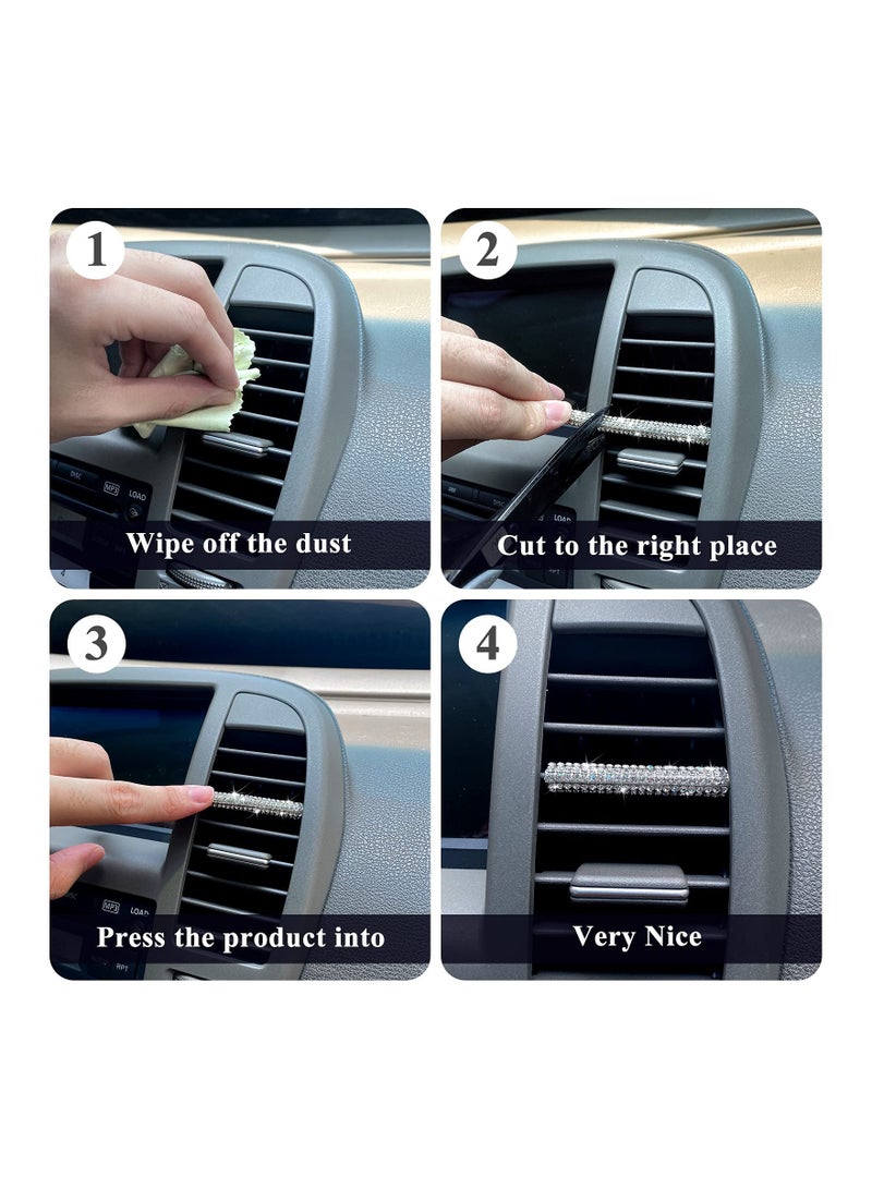 Car Vent Outlet Trim Bling, Air Conditioner Accessories for All Straight Air Vent Outlet, for Women (10 Pieces) - Image 4
