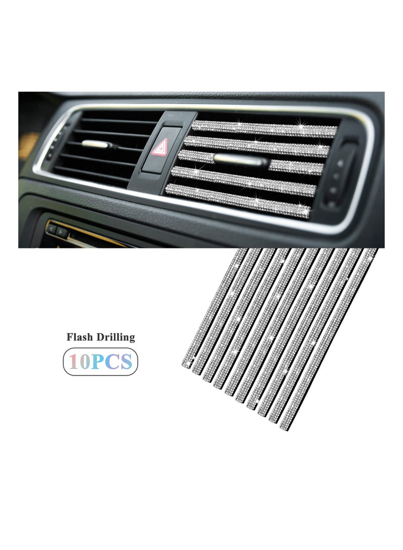 Car Vent Outlet Trim Bling, Air Conditioner Accessories for All Straight Air Vent Outlet, for Women (10 Pieces) - Image 1