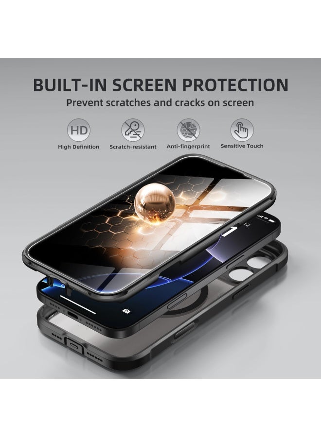 بيرفي جراب مغناطيسي لهاتف iPhone 16 Pro، متوافق مع MagSafe، واقي شاشة مدمج للخصوصية وحماية مطورة للكاميرا، جراب هاتف كامل الجسم مضاد للتجسس ومقاوم للصدمات لهاتف 16 Pro مقاس 6.3 بوصة، أسود - Image 4