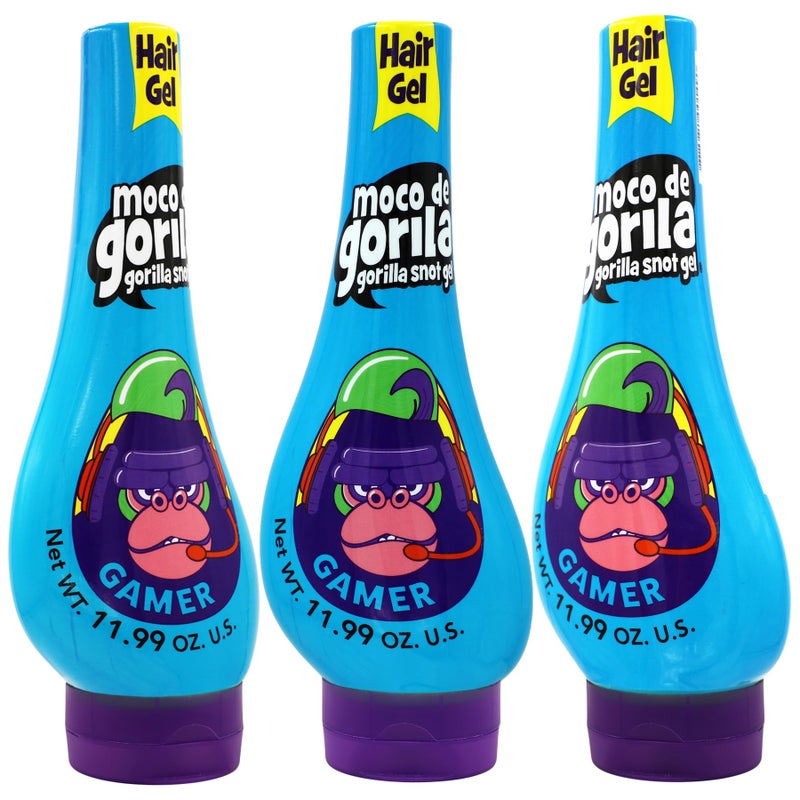 Moco de Gorila Gamer, Hair Styling Gel, Long-Lasting Hold, Reactivatable with Water, 3-Pack of 11.92 Oz Each, 3 Squeezable Bottles. - Image 1