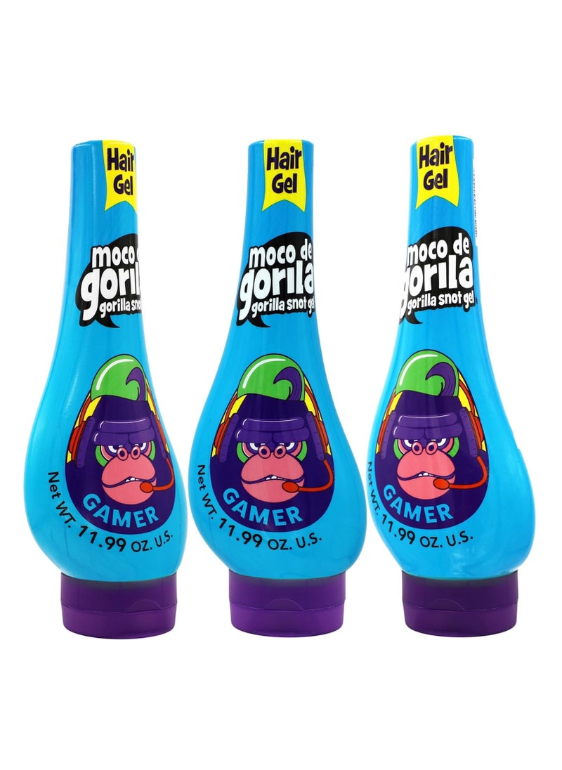 Moco de Gorila - Moco de Gorila Gamer, Hair Styling Gel, Long-Lasting Hold, Reactivatable with Water, 3-Pack of 11.92 Oz Each, 3 Squeezable Bottles. - Image 1