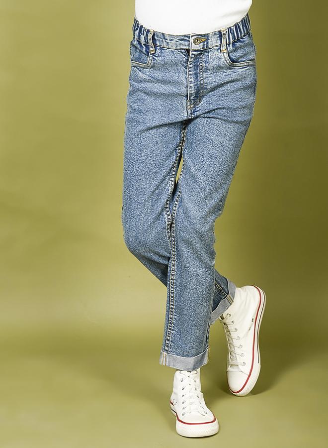 LILPICKS Smily Designed Medium Denim Wash Jeans  - Image 4