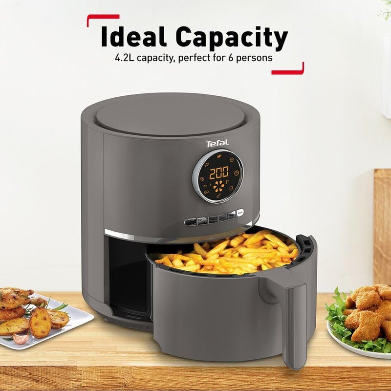 T-fal TEFAL Air Fryer| Ultra Fry|No Pre-Heat| 8 Pre-Set Programs| Air Fryer Technology | 4.2L | Digital Panel | Adjustable Temperature | Timer | 50/60Hz | Grey | 2 Years Warranty | EY111B40 - Image 2