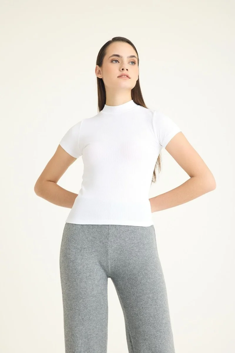 كوتن كونسيبت Stand Collar Short Sleeve Camisole T-Shirt