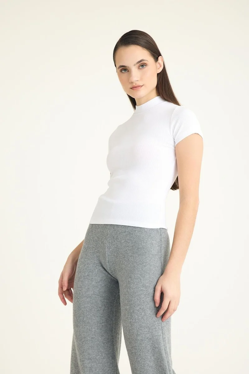 كوتن كونسيبت Stand Collar Short Sleeve Camisole T-Shirt