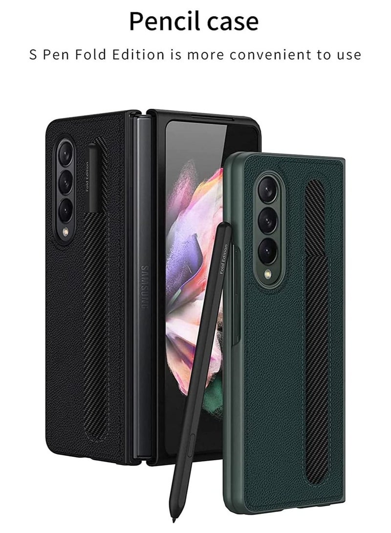 كابتن تيك جراب لهاتف Samsung Galaxy Z Fold 3 5G مع حامل أقلام ، جراب جلدي Z Fold 3 ، حافظة فاخرة من جلد البولي يوريثان للأعمال مع فتحة قلم لهاتف Samsung Galaxy Z Fold 3 5G (أسود) - Image 5