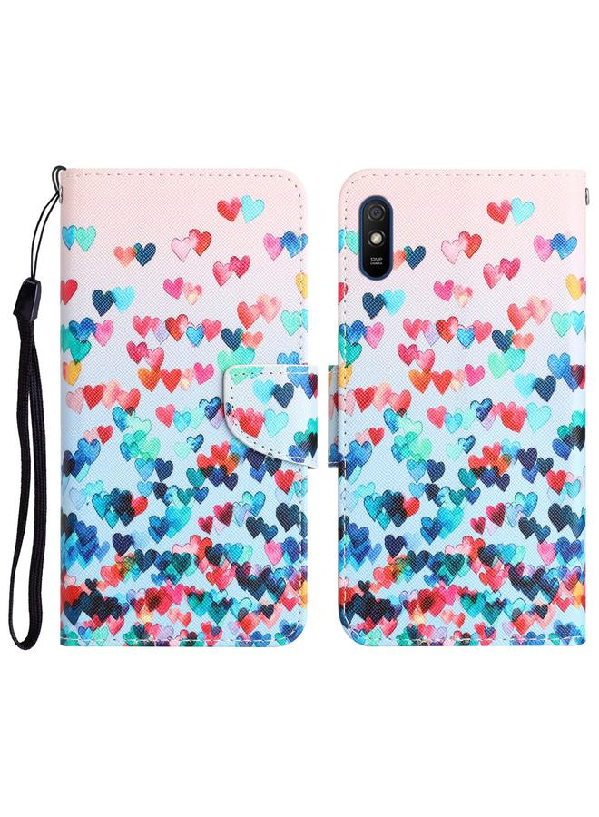 Case For Xiaomi Redmi 9A Colored Drawing Leather Phone Case