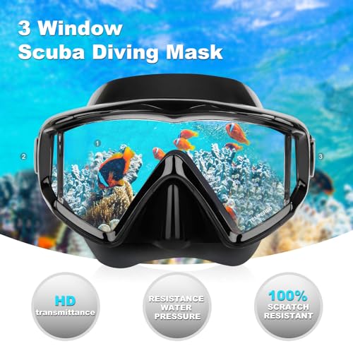 EXP VISION Snorkel Set Pano 3 Adult Snorkeling Gear Professional AntiFog Snorkel Mask Dry Top Snorkel Tempered Glass Scuba Diving Mask for Freediving Snorkeling and Swimming Mystic Black Set - Image 3